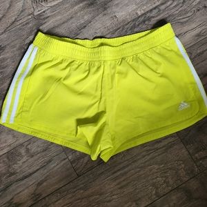 Adidas Women's Athletic Shorts in Neon Yellow
